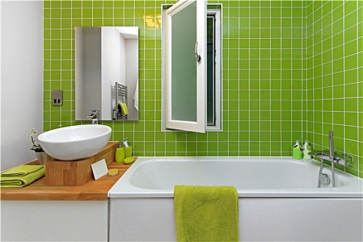 绿色,浴室
