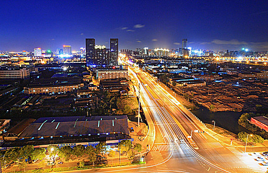 俯瞰,建筑群,大楼,道路,城市,全景