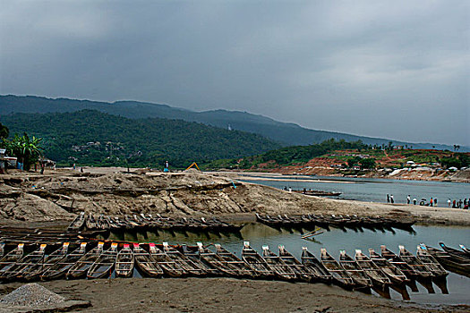 河,孟加拉,喜马拉雅山,印度,石头,漂石,水流,收集,不同,乡野,建筑