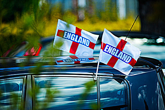 英格兰,伦敦,世界杯,支持者,旗帜,固定,窗户,汽车,南