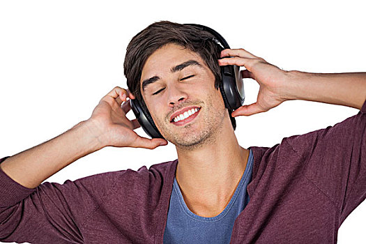 男青年,享受,音乐,耳机