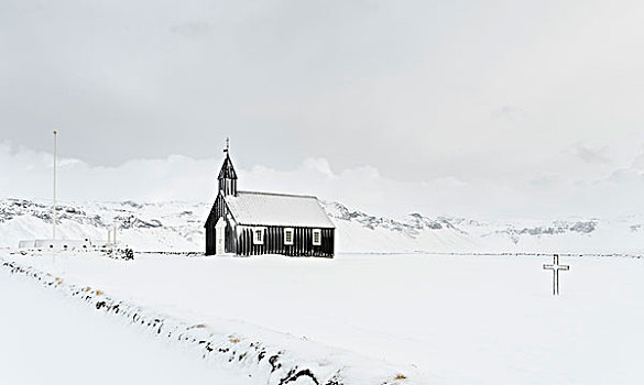 教堂,冬天,欧洲,冰岛,大幅,尺寸