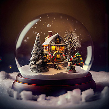梦幻的圣诞水晶雪球