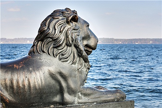 狮子,雕塑,施塔恩贝格湖