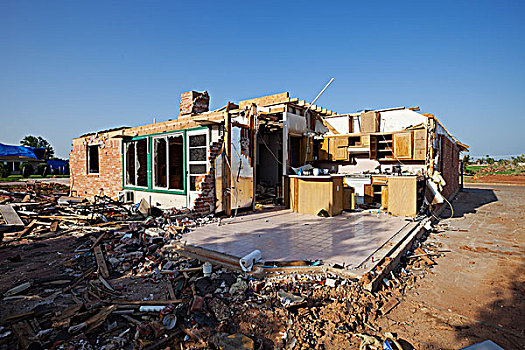 龙卷风,损坏,房子,俄克拉荷马,美国