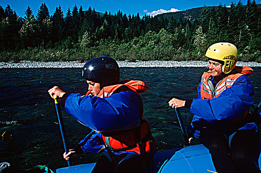 河,母亲,儿子,划船,温哥华岛,不列颠哥伦比亚省,加拿大