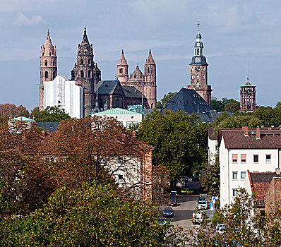 风景,大教堂,教堂,蠕虫,区域,莱茵兰普法尔茨州,德国,欧洲