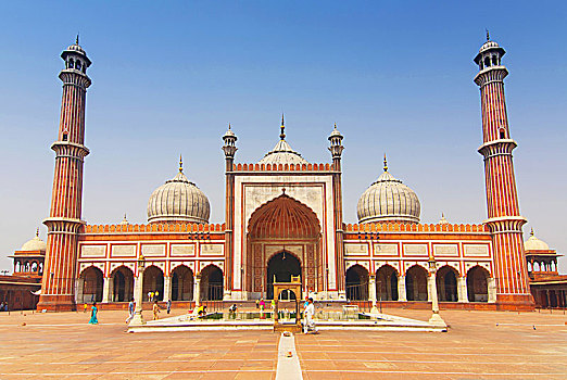 伊斯兰,贾玛清真寺,圆顶,尖塔,清真寺,印度,新德里