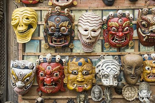 尼泊尔,跳舞,面具,庙宇,加德满都