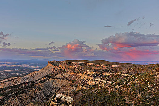 日落,云,上方,悬崖,梅萨维德国家公园,科罗拉多,美国,大幅,尺寸