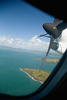 飞机,窗户,热带岛屿
