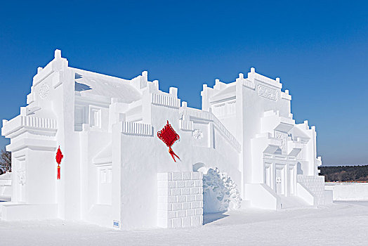 中式建筑雪雕