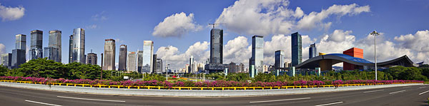 市民中心及周边现代高楼群全景图