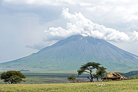 火山,小屋,北方,坦桑尼亚,非洲