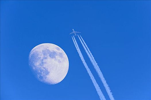 客机,飞行轨迹,月亮