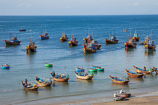 越南,美尼,海滩,渔船