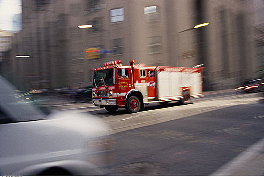 消防车,城市街道,多伦多,安大略省,加拿大