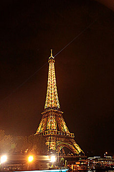 巴黎,埃菲尔铁塔,黑夜,灯光,仰视