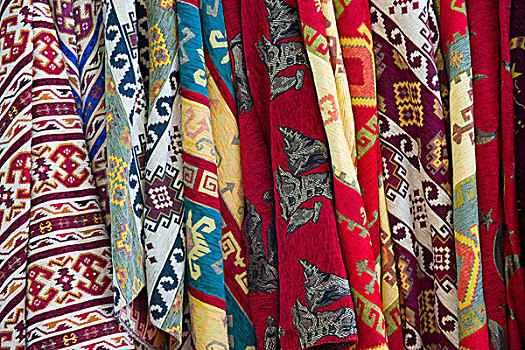 彩色,布,出售,摊贩,卡帕多西亚,土耳其
