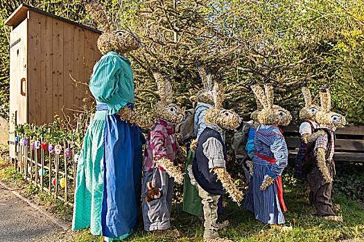 复活节兔子,稻草,娃娃,学童,教师,兔子,学校,上巴伐利亚,巴伐利亚,德国,欧洲