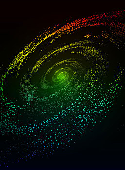 宇宙漩涡,彩色动态粒子构建网络技术大数据背景