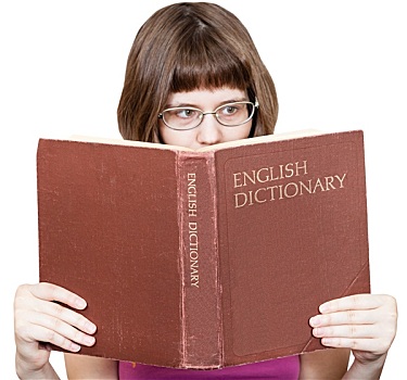 女孩,玻璃,英国人,字典,书本