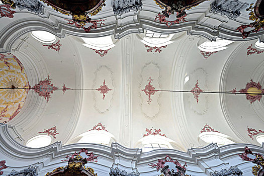 天花板,建筑,粉饰灰泥,教堂,洛可可风格,内景,文化,纪念建筑,林茨,上奥地利州,奥地利,欧洲