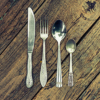 刀,叉子,两个,勺子