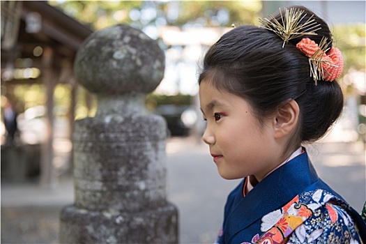 女孩,和服