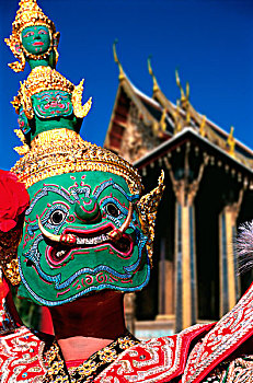 曼谷,寺院,面具,舞者