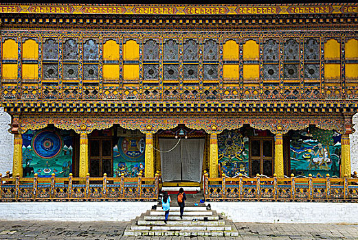 旅游,入口,庙宇,寺院,要塞,普那卡宗,普那卡,地区,不丹,亚洲