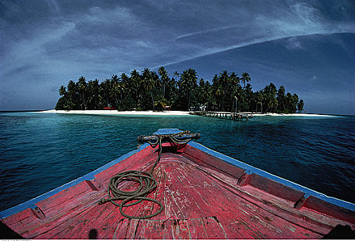 热带海岛,船,马尔代夫