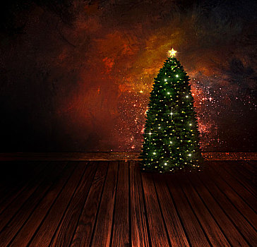 设计,夜晚,圣诞树