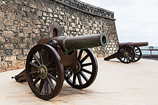 大炮,正面,阿雷西费,兰索罗特岛,加纳利群岛