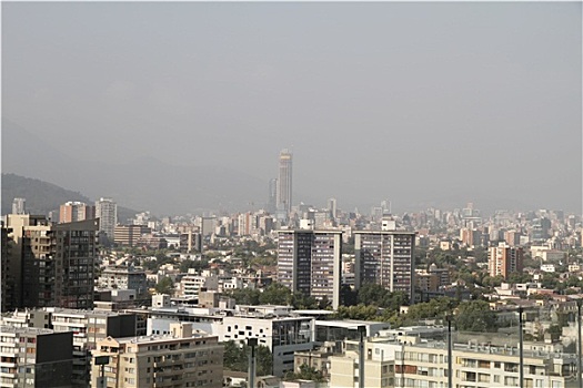 烟雾,俯视,智利圣地牙哥
