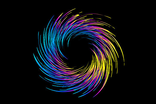 色彩缤纷的曲线组成旋转发光的抽象背景