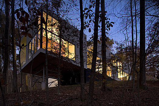 房子,建筑师,弗吉尼亚,美国,2009年,背影,外景,仰视,山