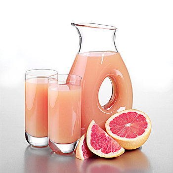 玻璃杯,葡萄柚汁,两个,满,切片,柚子