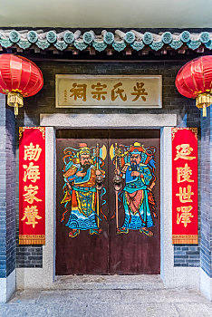 中国传统装饰门神特写