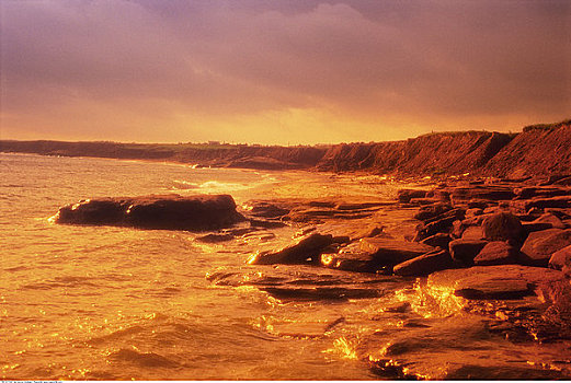 岩石,岸边,爱德华王子岛,加拿大
