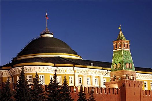 行政,建筑,夜晚,红场,克里姆林宫,莫斯科,俄罗斯