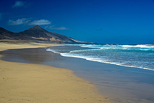 沙滩,干盐湖,富埃特文图拉岛,加纳利群岛,西班牙,欧洲