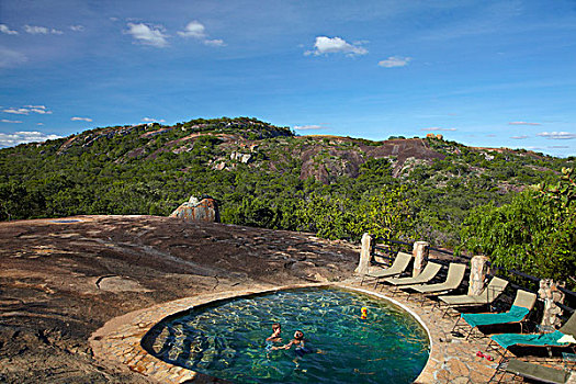 游泳池,大,洞穴,露营,山,靠近,津巴布韦,非洲