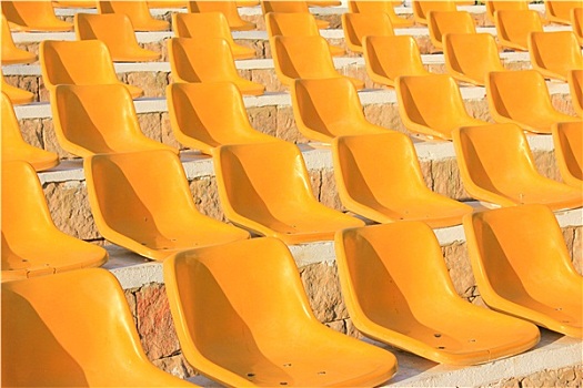 体育场,黄色,椅子,阳光