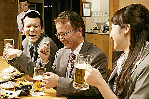 男人,女人,交谈,日式,酒吧
