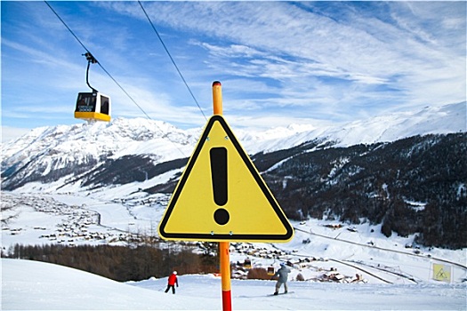 黄色,警告标识,滑雪坡