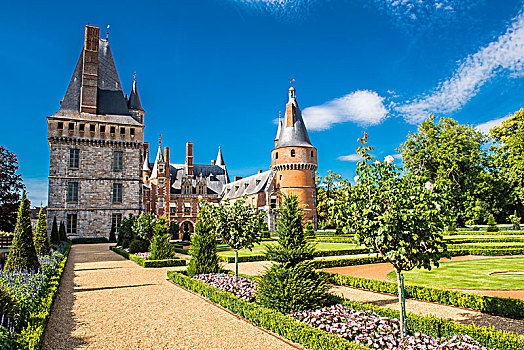 法国,中心,卢瓦尔河谷,城堡,正规花园