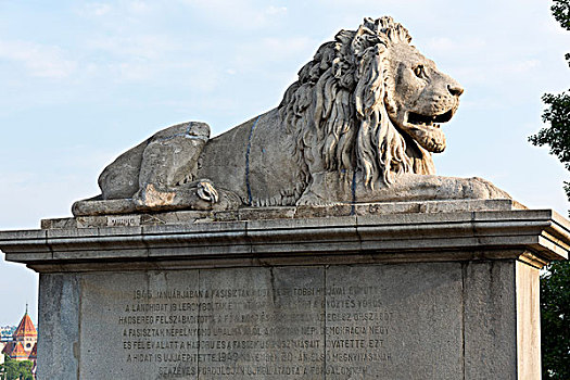画像石狮子来自全国各地的多瑙河,布达佩斯链桥,匈牙利被隔绝在一个白色背景