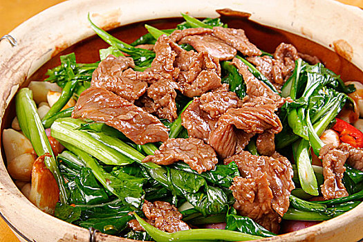 牛肉啫广东菜心