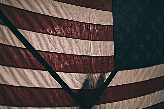 背影,美国国旗